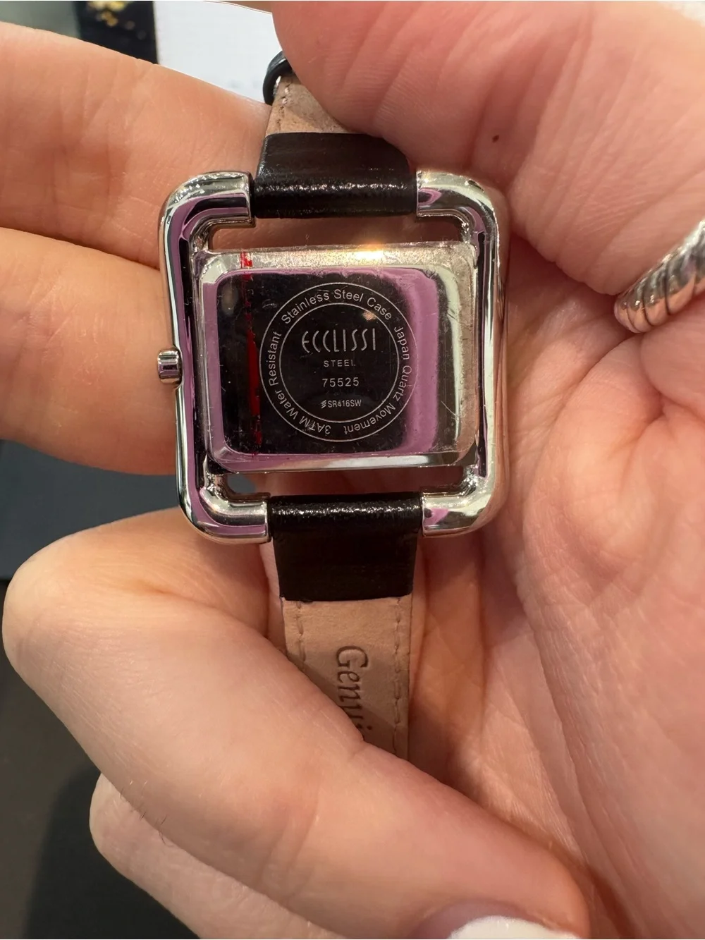 New Vintage Ecclissi Silver Stirrup-Style Square Watch